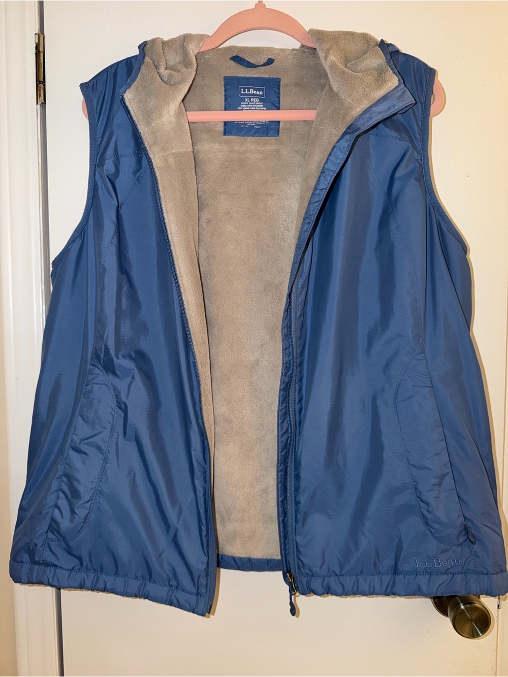 L.L. Bean Women’s Blue Hooded Fleece lined Vest